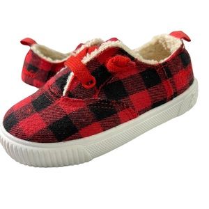 Blowfish Malibu Girls Shoes Black Red Quarter Lining :FAUX FUR Low Top Size 7
